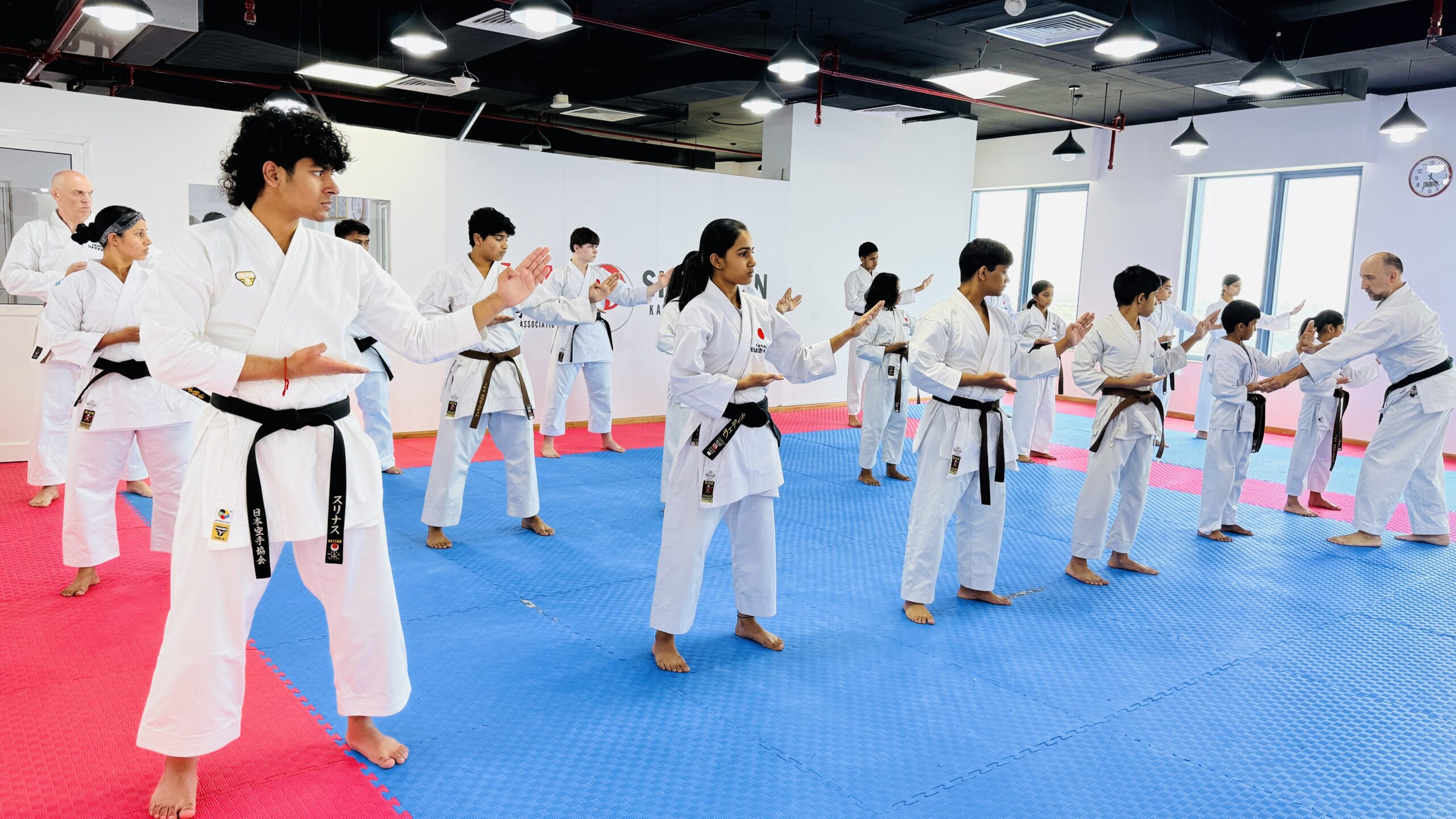 Students training JKA Shotokan Karate classes at JKA Shotokan Karate Club Dubai