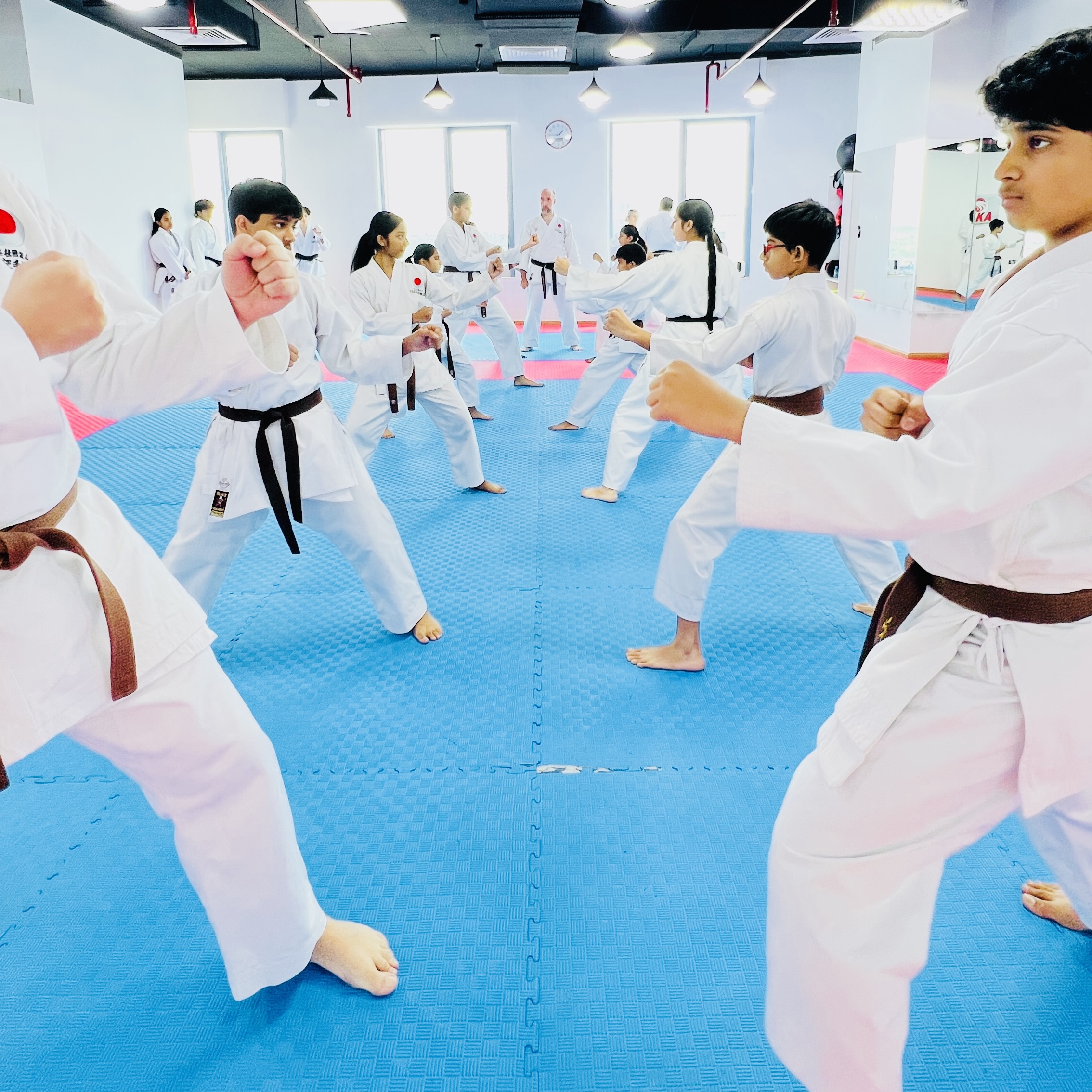 Sensei Ameer Adukkattil leading professional JKA Shotokan Karate training in Dubai
